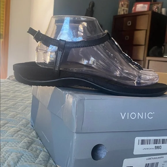 Vionic Black Sandals with Silver Accents - Picture 3 of 7